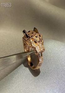 Panthere-serie ring vintage stenen sieraden 18K vergulde officiële reproducties retro mode geavanceerde diamanten voortreffelijk cadeau h5287509