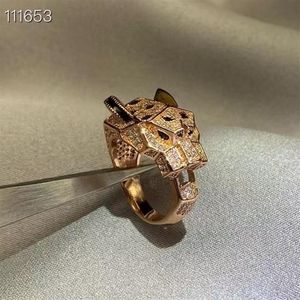 Panthere serie ring vintage stenen sieraden 18K vergulde officiële reproducties retro mode geavanceerde diamanten voortreffelijk cadeau h1885