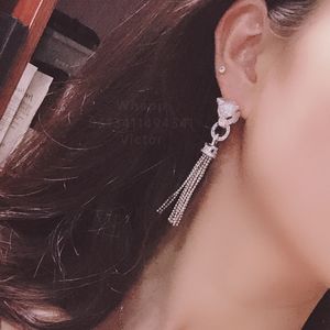 panthere serie borlas pendientes para mujer diseñadora Abuela Esmeralda diamante Chapado en oro 18K T0P calidad reproducciones oficiales moda exquisito regalo 001