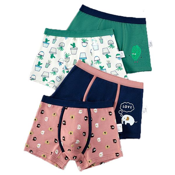 Bragas 2 Unids / lote 214 Años Ropa interior para niños Boxer Elefante Dinosaurio Diseño Niños Calzoncillos de algodón Pantalones cortos suaves para niños pequeños 230322