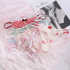 Panties 3PCS Girls Mesh Thong Young Girl G Strings Lingerie Femme Breathable Underwear For Female Pantys Print191D