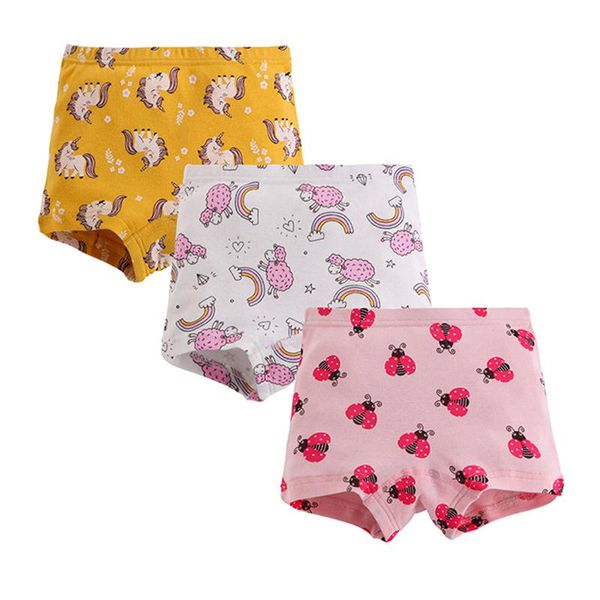 Bragas 3 unids / lote niñas dibujos animados impreso boxeador boxeos ropa interior panty bebe niños encantadores lindos calzoncillos 2-10y