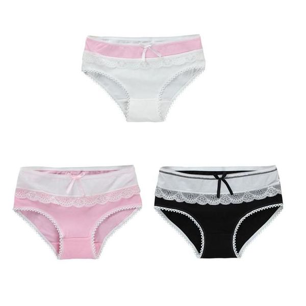 Bragas 3 unids / lote Niñas Ropa interior de encaje para niñas Ropa interior de algodón para niños Calzoncillos para 12-18 años Entrega de gotas Bebé Niños Tela de maternidad DH1RR