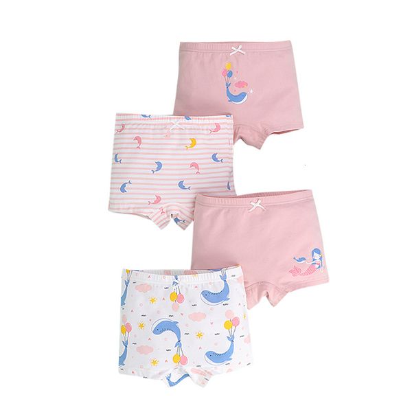 Bragas 4 piezas de algodón puro suave ropa interior para niños niñas patrón de dibujos animados rosa niños Boxer calzoncillos niño niña pantalones 2 12 años 221205