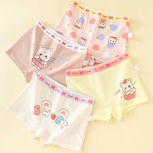 Culotte 4pcs filles coton soft anticactérienne culotte gamin mince douce culotte respirante bébé mignon salennière 3 + y jeune enfant sous-vêtements y240528