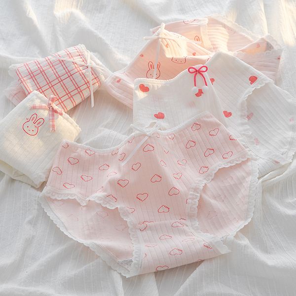 Ensemble de culottes 6 pièces pour enfants, sous-vêtements pour amoureux, imprimé mignon, en coton rose, entrejambe, taille moyenne, 221205