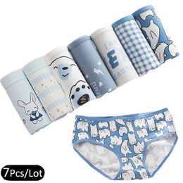 Culotte 7 pièces / lot de sous-vêtements pour femmes Coton de coton Sous-vêtements imprimés sous-vêtements respirants filles douces sous-vêtements intimes femmes sous-vêtements sexy y240528