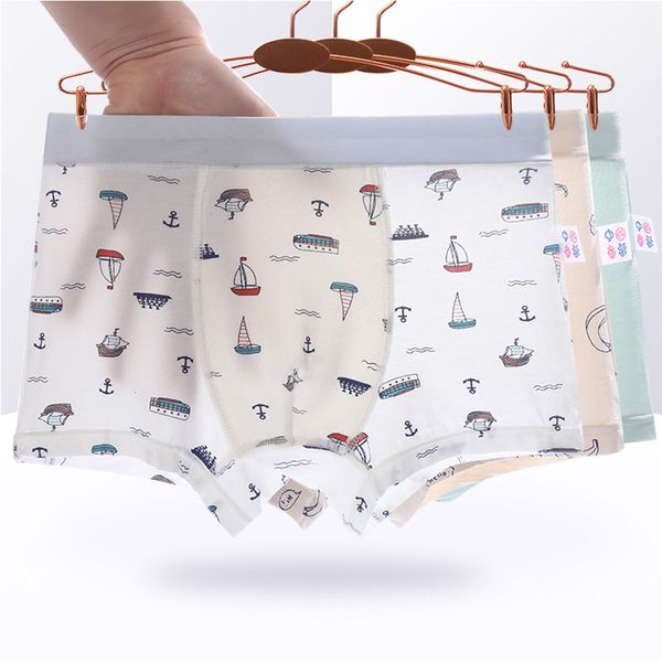 Culottes Sous-vêtements pour enfants pour enfants Shorts de bande dessinée Sous-vêtements en coton doux Modèle de voiliers pour garçons 5Pcs / lot 221205