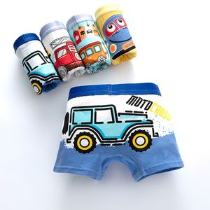 Slipje kinderen ondergoed voor kinderen jongen schattige cartoon print onderbroek trein boksers peuter auto comfortabele shorts 4pcs 230331