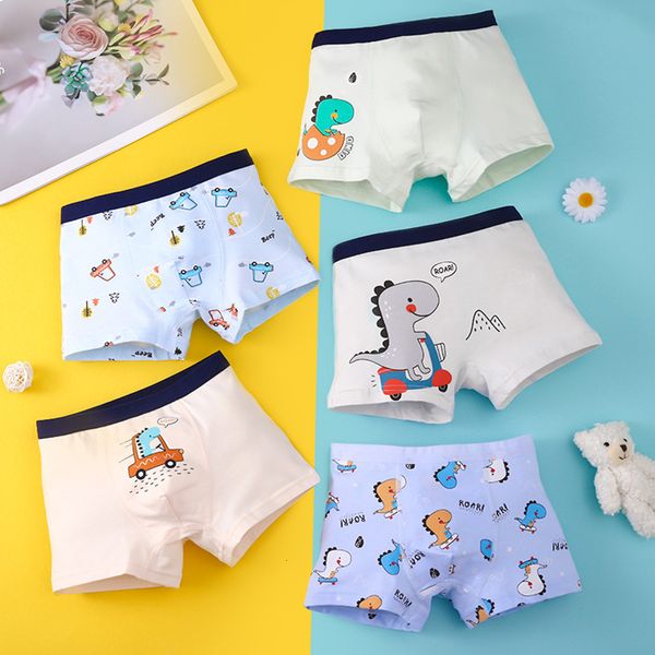 Culotte Sous-Vêtements Pour Enfants Pour Enfants Short De Bande Dessinée Coton Slip Garçons Voiture Dinosaures Motif 35 Pcs Lot 230322