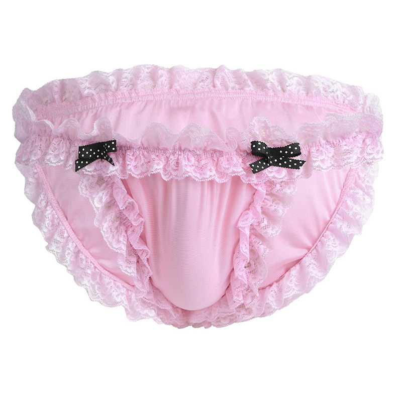 Calcinha para Mens Lingerie Sissy Empregada Floral Lace Macio Biquíni Briefs Underwear Underpamts Respirável Underwear Low-rise
