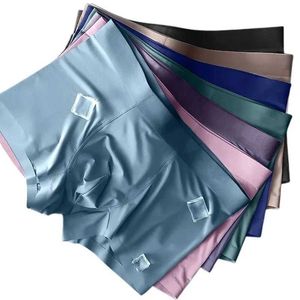 Slipje mannen ondergoed ijs zijden boksers naadloos sexy man ultradunne ademende onderbroek elastische heren boksershort l-4XL y240507