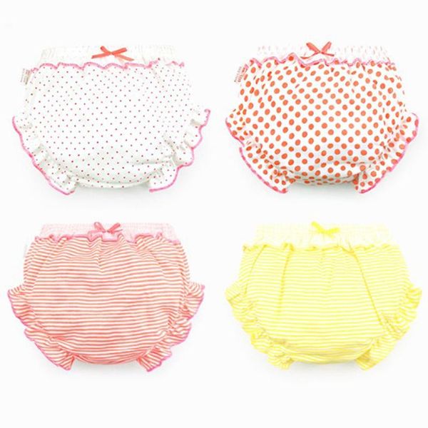 Stili di mutandine Cute Stripe Dots Ruffle Kids Girl Infant Baby Cotton Underwear per regali per bambini 0-2T