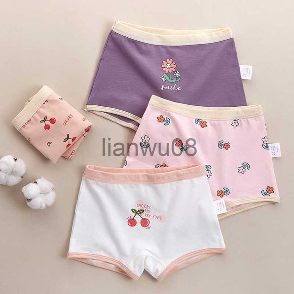 Bragas TECHOME 4Pcslot Niñas Niños Bragas Niños Algodón Cerezo Flor Ropa interior Calzoncillos para niños Calzoncillos cortos Verano Otoño Venta x0802