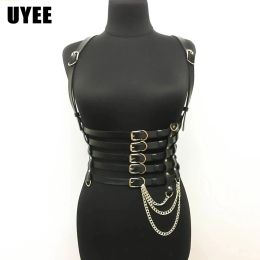 Culotte uyee new PU Le cuir poitrine harnais ceinture lingerie sexy bdsm chain de carrosserie de bradage de soutien-gorge