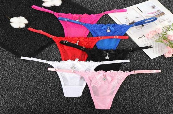 Bragas para mujer Women039s Bragas Mujeres Lencería sexy Tangas de encaje Colgante de perlas Bordado GString Ajustable TBack Calzoncillos Ropa interior Damas254250660 ldd240311