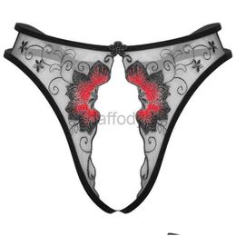 Culottes Femmes Femmes Culottes Dentelle Ouvert Entrejambe String Lingerie Sous-vêtements Érotiques Femmes Maille Transparent Strings Taille Basse Crotchless Brodé G-St Dh0Pt ldd240311