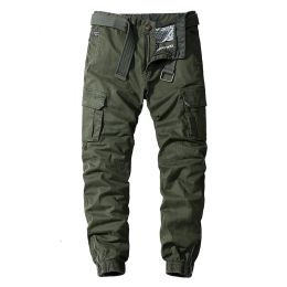 Broeken 100% katoenen cargobroeken Heren MultiPocket Casual joggers Broeken Heren Militaire Rits Volledige lengte Casual broek Nee Geen riem