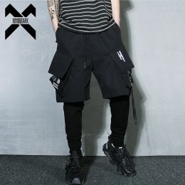 Broek 11 BYBB'S DARK Tactische Functionele Cargo Broek Joggers Mannen Nep twee Stukken Broek Hip Hop Streetwear Broek Zwart GB246