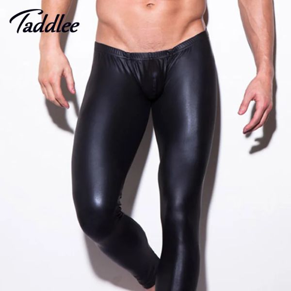 Pantalon 1pcs mens long pantalon serré mode chaud noir en cuir fait en cuir sexy n2n boxer complet pantoure de culotte
