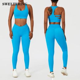 Pantalones 2 piezas para mujeres set de yoga camisas de entrenamiento deportivo trajes de gimnasio de sujetador