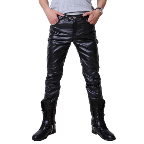 Pantalon 2016 Pantalon en cuir Hip Hop Mens en cuir en cuir en cuir 3 couleurs Pantalon décontracté en faux cuir skinny en cuir skinny