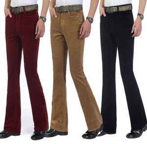 Pantalon 2018 hiver chaud homme commercial bootcut décontracté pantalon en velours côtelé des pantalons évasés mâle