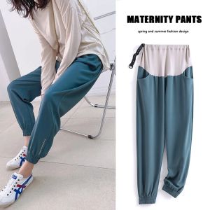 Pantalon 2021 Nouveau pantalon décontracté de maternité mince pantalon de lifting du ventre lâche printemps en ventre plus taille de grossesse vêtements extérieurs