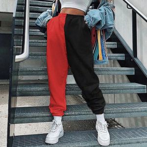 Broek 2021 Twocolor stiksel broek dame Harajuku wide been zweet high taille broek oversized broek streetwear casual jogger pant