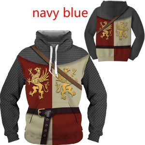 Broek 2022 Mode Cosplay Hoodies Middeleeuwse Ridder 3d Armor Overal Gedrukt Heren Sweatshirt Unisex Trui Casual Jas