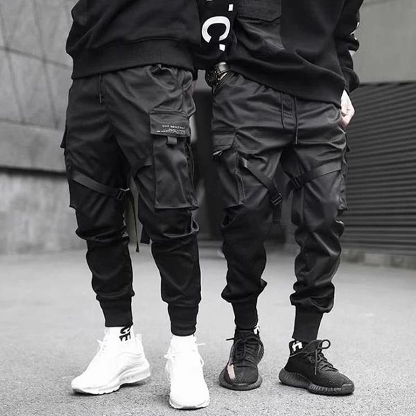 Pantalon 2022 Hip Hop Boy Multipocket Elastic Asse Design Harem Pant Men Streetwear Punk Casual Colted Jogger Male Dancing Black Pant