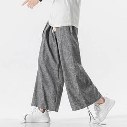 Pantalon 2022 printemps été chinois traditionnel en lin otton pantalon de jambe large mâle