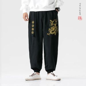 Pants 2023 hommes Style chinois broderie Dragon Kung Fu sarouel homme mode japonaise sport pantalon décontracté danse Streetwear pantalon