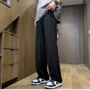 Broek 2023 nieuwe mannen pak broeken vaste volle baggy wide been broek rechte dweil broek bodems streetwear oversized unisex casual broek