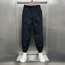 Pantalon 2023 Spring and Automn Men's Solid Color Zipper Pocket Bouton British Yapi Folds Fashion Casual Elegant Commuter Leggings