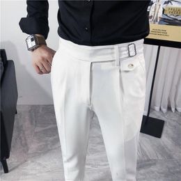 Pants 2023 printemps automne nouveaux hommes couleur unie robe pantalon mince droite costume décontracté pantalon mâle affaires petits pieds pantalons d'affaires F150