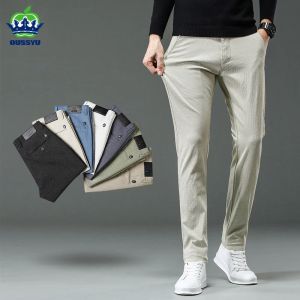 Broek 2023 Zomerbroeken mannen katoen formeel werk zakelijk wit kaki mode slank fit dunne luxe polka stip patroon broek man man 3038