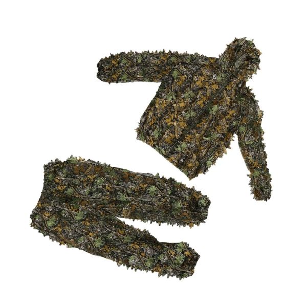 Pantalon 3d ghillie costume de camouflage à feuilles respiratoires costumes de camouflage léger pour la jungle Hunting costume pantalon veste à capuche