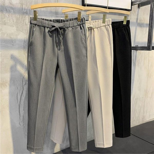 Pants 9 parties cheville longueur pantalon hommes léger mince plissé pantalon hommes mode bas 2022 décontracté Streetwear vêtements vêtements de travail pantalon