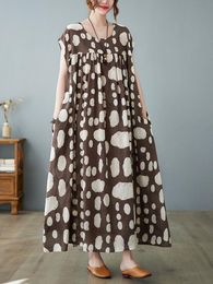 Pantalon Anteef manches courtes surdimensionné coton Vintage robes florales pour femmes décontracté ample longue robe d'été vêtements élégants 2023