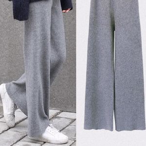 Pantalon automne et hiver tricot pull large jambe porter vadrouille ample mince taille haute droite décontracté pin serré Mm 240202