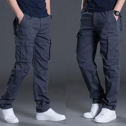 Pantalones Otoño e Invierno nuevos pantalones para hombres pantalones gruesos sueltos casuales cintura monos multibolsillos tendencia masculina resistente al desgaste