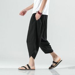 Pantalon Baggy Cotton Linen Pantalon Harem Men Hiphop Femmes Plus taille 2022 Nouveau pantalon décontracté Pantalon de longueur de veau vintage Pantalones Hombre