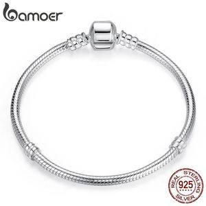 Broek Bamoer Top Sale Authentieke 100% Sterling Sier Snake Chain Bangle Armband voor Vrouwen Sieraden 1722 cm Pas902