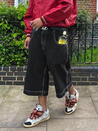 Broek Bermudashorts voor heren Hip Hop Baggy Fit Korte Homme Pantalones Cortos De Hombre Zomer Wijde pijpen Losse cropped denim broek Jeans