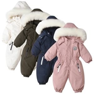 Pantalones pantalones pantalones niños pequeños niñas infantiles niñas chicas de invierno espesas chaqueta con capucha traje de nieve de nieve