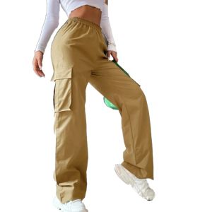 Broek Zwart Dames Losse cargobroek Elastische taille Sport-joggers Broek Wijde pijpen Perfect voor casual en actieve outfits