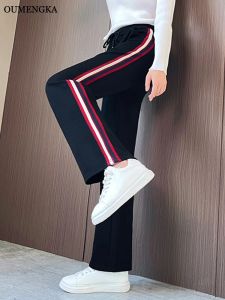 Broek zwarte trainingsbroek vrouwen herfst Koreaanse stijl mode baggy broek zijkant gestreepte joggers casual allmatch hoge taille broek 3xl 4xl