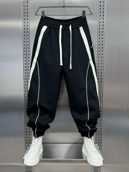 Pantalon noir blanc patchwork rayé harem pantalon de mode hiphop wideleg panton coton pantalon de luxe marque masculin