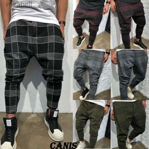 Pantalon marque mode hommes Fitness pantalon à carreaux pantalon jambe droite crayon survêtement pantalon Cargo 240308